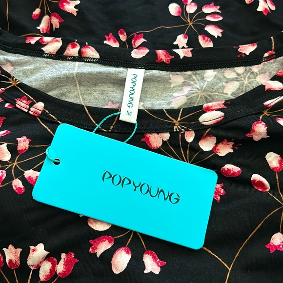 POPYOUNG flower tulips pattern boutique career dress fitted sleeve Sz M NWT - Picture 6 of 11